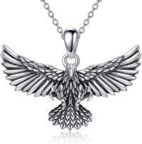 wholesale 925 Sterling Silver Flying Hawk Pendant Necklace - Mens Womens Gifts Jewelry-eagle silver
