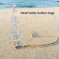 wholesale  925 Sterling Silver Cubic Zirconia Heart Belly Button Ring - 16G Hypoallergenic Navel Piercing Jewelry for Women-0-2