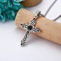 wholesale 925 Sterling Silver Black Gothic Inverted Cross Pendant with Rose and Stones Necklaces for Women-0-1