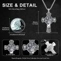 wholesale 925 Sterling Silver Cross Pendant with Saint Image and Waves Design Chain Necklace for Men & Women Religious s-0-5