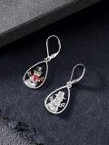 wholesale 925 Sterling Silver Teardrop Snowman Drop Earrings with Colorful Crystal Accents-0-4