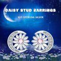 wholesale 925 Sterling Silver Pink Crystal Daisy Flower Stud Earrings  for Women-0-5