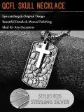 wholesale 925 Sterling Silver Black Stone Engraved Cross Dog Tag Pendant Necklaces for Men Gifts for Dad/Husband/Son-0-3