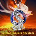wholesale 925 Sterling Silver Rainbow Crystal Phoenix Pendant Necklace for Women Girls Mothers Day Gift-0-1