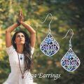 wholesale 925 Sterling Silver Blue Mother Of Pearl Lotus Earrings-0-1
