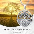 wholesale 925 Sterling Silver Round Tree of Life Pendant with Cubic Zirconia - Family s for Women-0-4