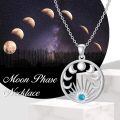 wholesale 925 Sterling Silver Moon Phase Pendant With Blue Stone-0-5