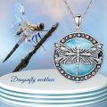 wholesale 925 Sterling Silver Dragonfly Blue Larimar Round Beaded Pendant Necklace For Women-0-2