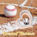 wholesale 925 Sterling Silver Baseball Sports Lover's Heart Pendant Necklace for Women-0-1