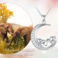 wholesale TOUPOP Elephant Gifts Sterling Silver Elephant Moon Necklace For Women Cute Animal Pendant Jewelry Gifts For Women -0-1