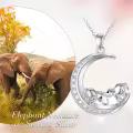 TOUPOP Sterling Silver & Moonstone Elephant Necklace, Cute Animal Pendant Jewelry Gift for Women-0-1