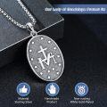 wholesale Sterling Silver & Rhodium Virgin of Guadalupe Pendant Necklace , 27x20mm Oval Catholic Medal, Religious Gift-0-4