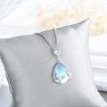 wholesale 925 Sterling Silver Teardrop Pendant With Blue Gemstone And Leaf Details Necklace-0-2