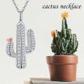 wholesale 925 Sterling Silver Cactus Necklace with Abalone Shell Pendant Plant Nature Jewelry for Women Mom Grandma Cactus Lover-0-3