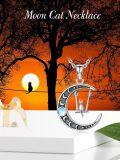 wholesale 925 Sterling Silver Crescent Moon with Cat on Swing Charm Necklace-0-5