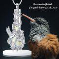 wholesale TOUPOP Hummingbird Jewelry Hummingbird Urn Necklace For Ashes Violet Flower Jewelry For Ashes Sterling Silver Pendant With Heart Crystal Cremation W/funnel Filler Keepsake Memory For Women Girls (teardrop Urn) -0-3