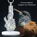 TOUPOP Sterling Silver Crystal Hummingbird Urn Necklace For Ashes-0-3