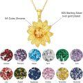 wholesale 925 Sterling Silver Yellow Gold Over Sterling Silver 1.50ct Red Garnet Sunflower Pendant Necklace-0-1