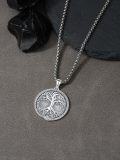 wholesale 925 Sterling Silver Norse Tree of Life Compass Pendant Necklace  with Vegvisir and Thors Hammer Charm-0-3
