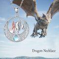 wholesale 925 Sterling Silver Dragon & Mermaid Pendant with Moonstone Chain Necklaces for Women Gifts-0-4