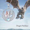 wholesale 925 Sterling Silver Dragon & Mermaid Pendant with Moonstone Chain Necklaces for Women Gifts-0-4