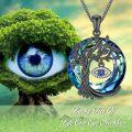 wholesale Sterling Silver Crystal Evil Eye Tree of Life Pendant Necklace - Gold Plated-0-32