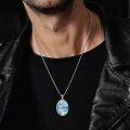 wholesale 925 Sterling Silver Blue Turquoise and Black Onyx Eye of Horus Cross Pendant Necklace -0-1