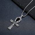 wholesale 925 Sterling Silver Ankh Cross Pendant with Black Onyx Stone - Egyptian Amulet Jewelry for Men Women Gifts 24 Chain -0-1