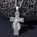 wholesale 925 Sterling Silver Abalone Shell Inlay Celtic Knot Cross Pendant Necklace for Women and Men Religious Christian s-0-1