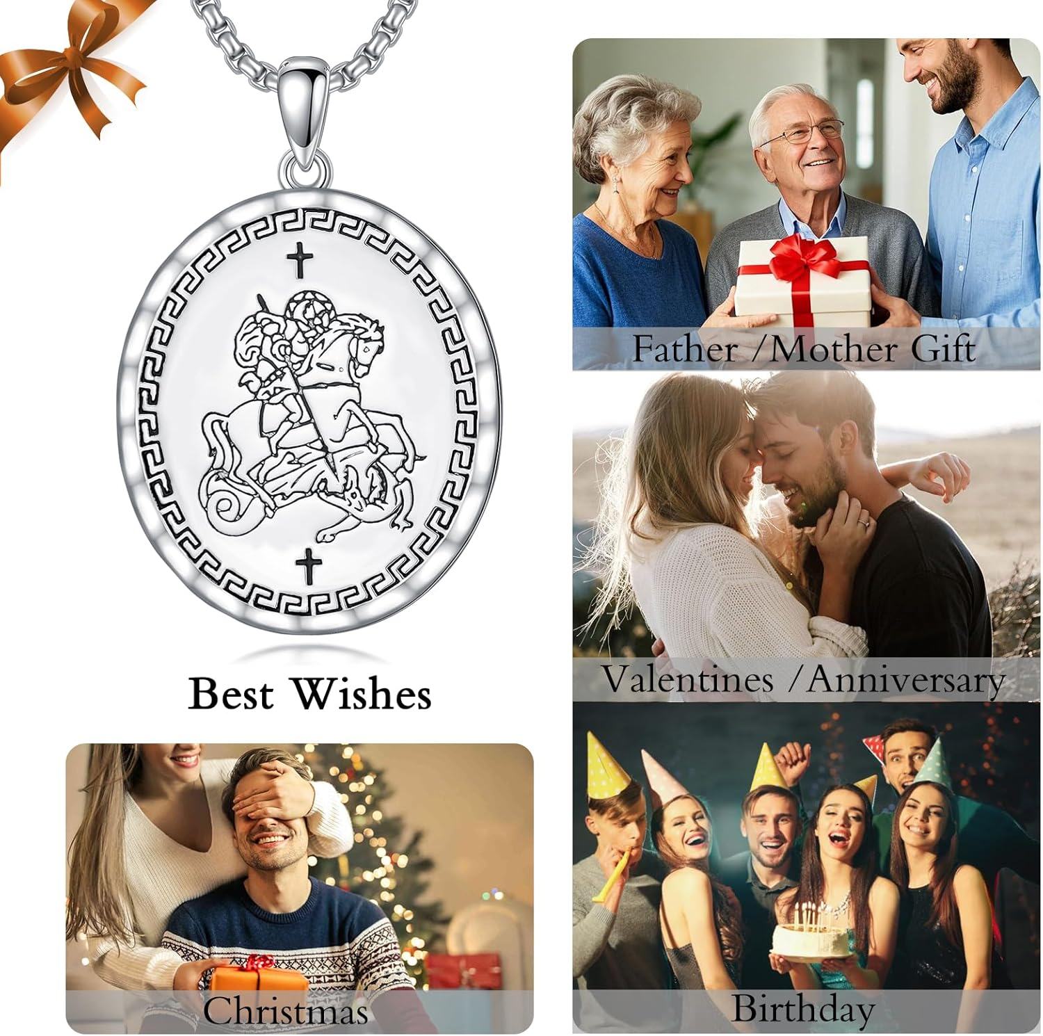 wholesale 925 Sterling Silver Saint Michael and Virgin Mary Catholic Amulet Necklace with Cross Pendant for Women Men Gifts Jewelry with Stainless Steel Chain-0-1