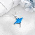 wholesale 925 Sterling Silver Blue Opal Stingray Pendant Necklace for Women Girls -0-3