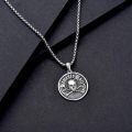 wholesale 925 Sterling Silver Mens Masonic Memento Mori Skull Crossbones Pendant Necklace-0-3