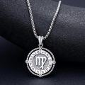 wholesale Sterling Silver Stone Zodiac Necklace 12 Constellation Horoscope Pendant-0-7