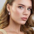 wholesale 925 Sterling Silver Pink Heart Drop Earrings Wholesale With Clear Crystal Details-0-2
