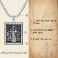 wholesale 925 Sterling Silver St. Benedict Pendant Necklace  with Cubic Zirconia - Religious Jewelry for Men & Women - Christmas Gift Idea-0-2