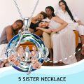 wholesale 925 Sterling Silver Rainbow Crystal Rose Flower Sisters Circle Pendant Necklace-0-1