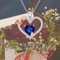 wholesale 925 Sterling Silver Blue Crystal Heart Rose Cross Moon Star Pendant Necklace for Women Gifts-0-5