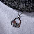 wholesale 925 Sterling Silver Blackened Skeleton Hand with Red Rose Heart Pendant Gothic Necklace-0-5