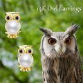 wholesale 14K Gold Pearl Owl Stud Earrings - Animal for Her-0-5