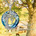 wholesale 925 Sterling Silver Blue Crystal Tree of Life Initial Necklace Family Letter Pendant Birthday Mother s Day Gifts for Her-0-69
