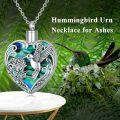 wholesale 925 Sterling Silver Heart Hummingbird Abalone Shell Cremation Jewelry Urn Pendant Necklace for Ashes Memory Keepsake Gift-0-5