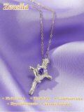 wholesale Sterling Silver Rose Cross Pendant Necklace for Women-0-70