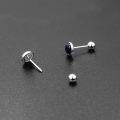 wholesale 925 Sterling Silver Black Druzy Round Stud Earrings with Twisted Post - Small Size 5MM-0-2