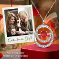 TOUPOP Sterling Silver Garnet Double Circle Pendant Necklace-0-1