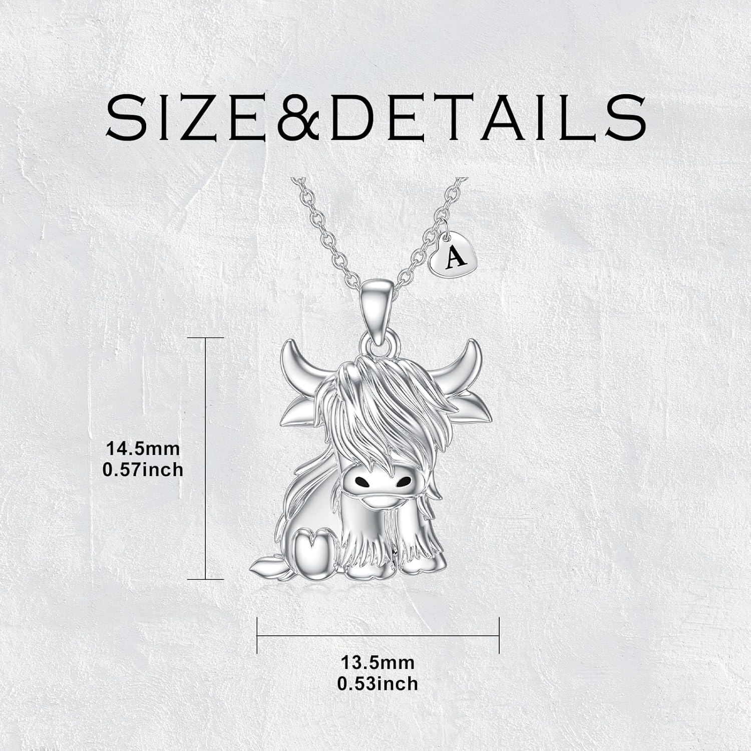 925 Sterling Silver Highland Cow Birthstone Necklace Jewelry Gifts for Women Girls-0-4