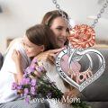wholesale 925 Sterling Silver Rose Heart Pendant I Love You Mom Necklace Fashion  for Mother's Day-0-1