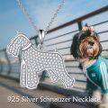 wholesale 925 Sterling Silver Cubic Zirconia-Cut Schnauzer Dog Pendant Necklace for Women Gifts-0-5