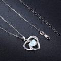 wholesale 925 Sterling Silver Heart Opal Pendant Necklace with Cubic Zirconia Stones for Women - I Love You to the Moon Gift-0-1