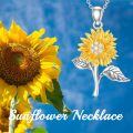 wholesale 925 Sterling Silver Yellow Gold Plated Turquoise Cubic Zirconia Sunflower Pendant Necklace for Women Western s-0-4