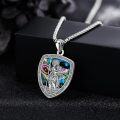wholesale 925 Sterling Silver St. Christopher Shield Pendant with Abalone Shell Protection Necklace for Men Women Gifts-0-2